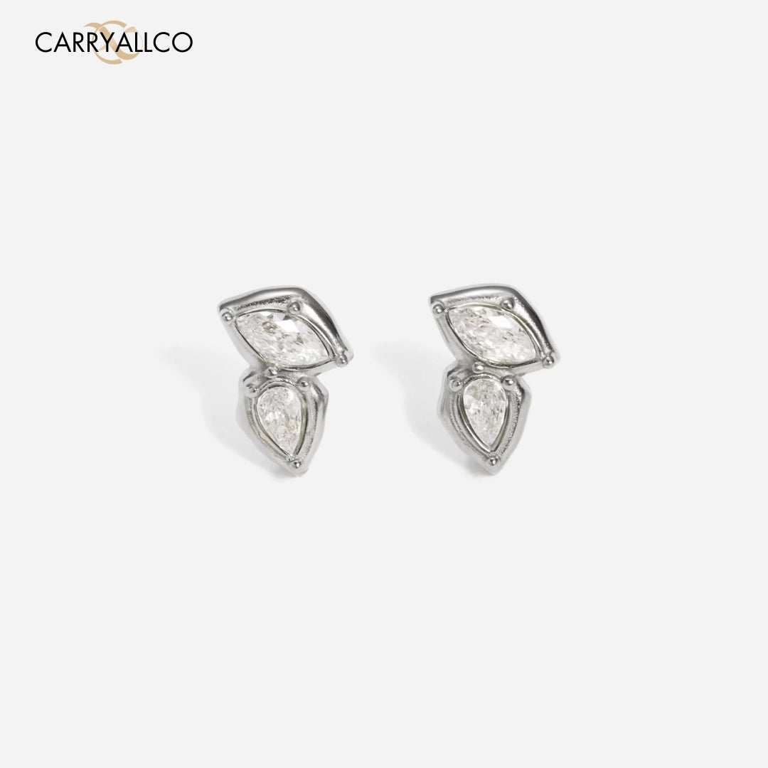 18K Gold Plated Boho Leaf Zircon Stud Earrings