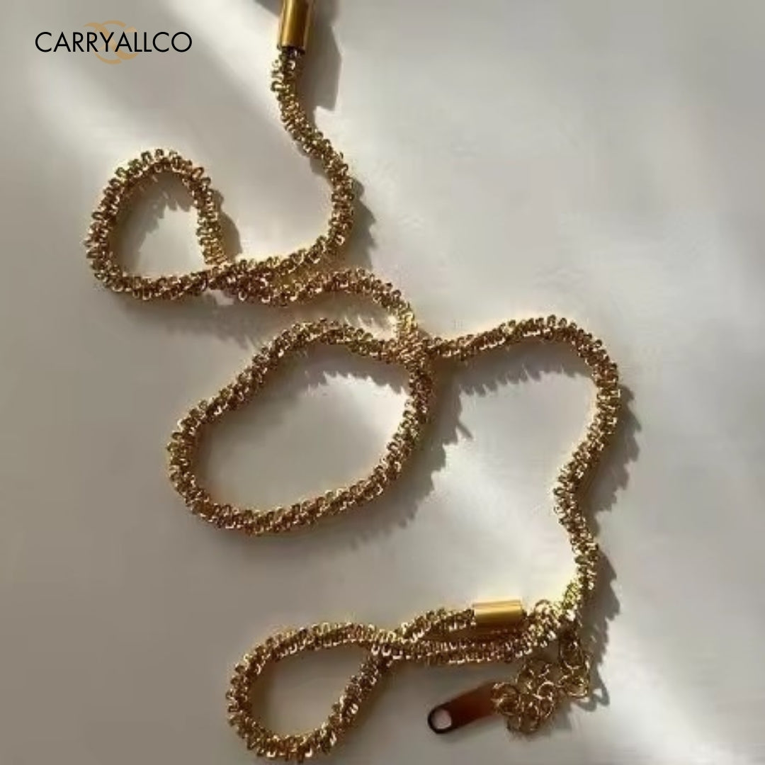 18K Gold Plated Crisscross Nugget Necklace