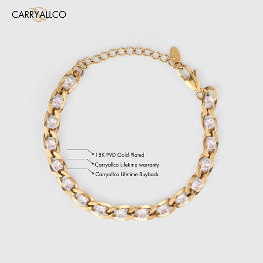 18K Gold Plated Crystal Link Chain Bracelet