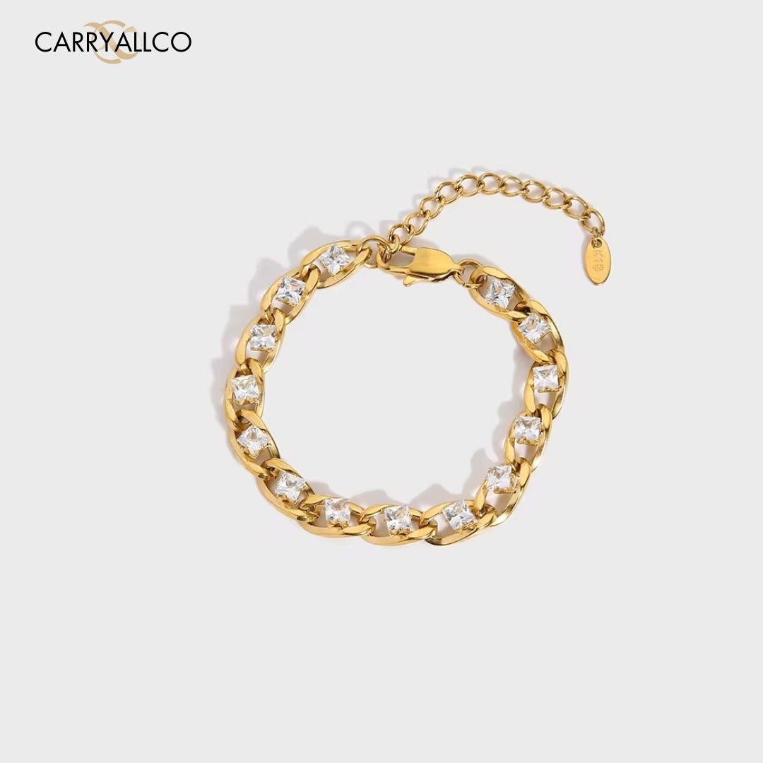 18K Gold Plated Crystal Link Chain Bracelet