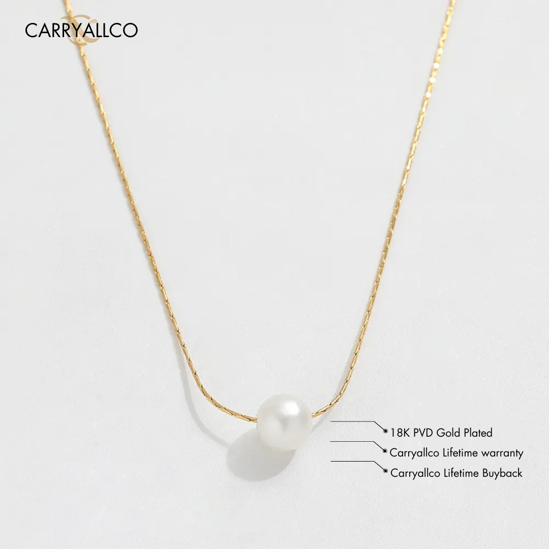 18K Gold Plated Freshwater Pearl Pendant Dainty Necklace