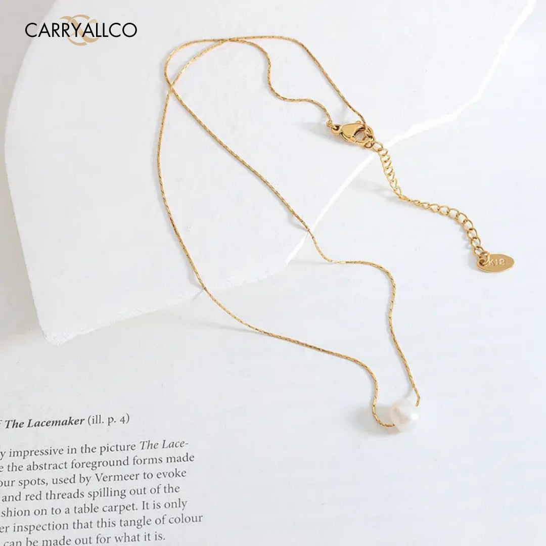 18K Gold Plated Freshwater Pearl Pendant Dainty Necklace