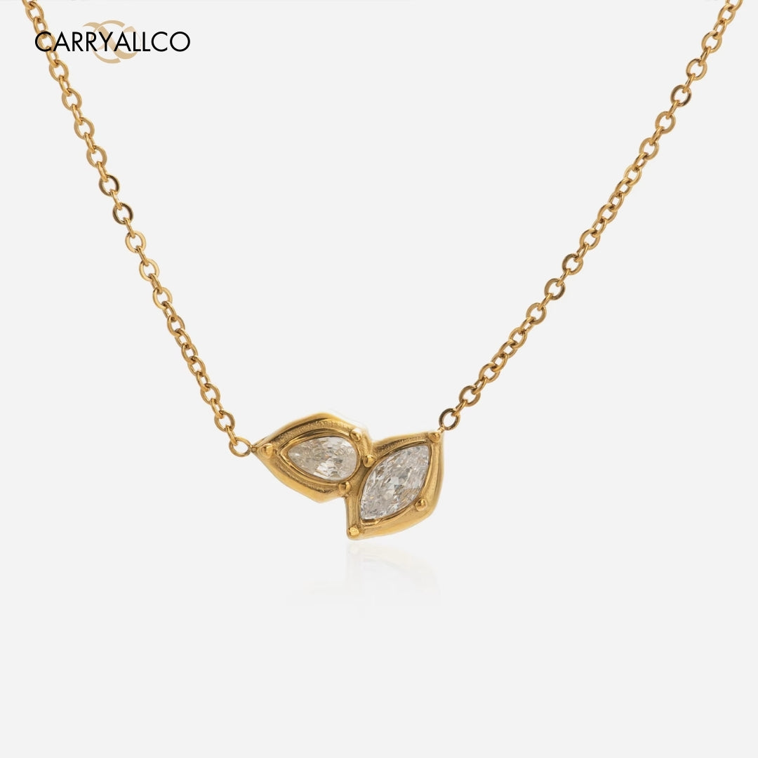 18K Gold Plated Lucky Grass Zircon Pendant Necklace