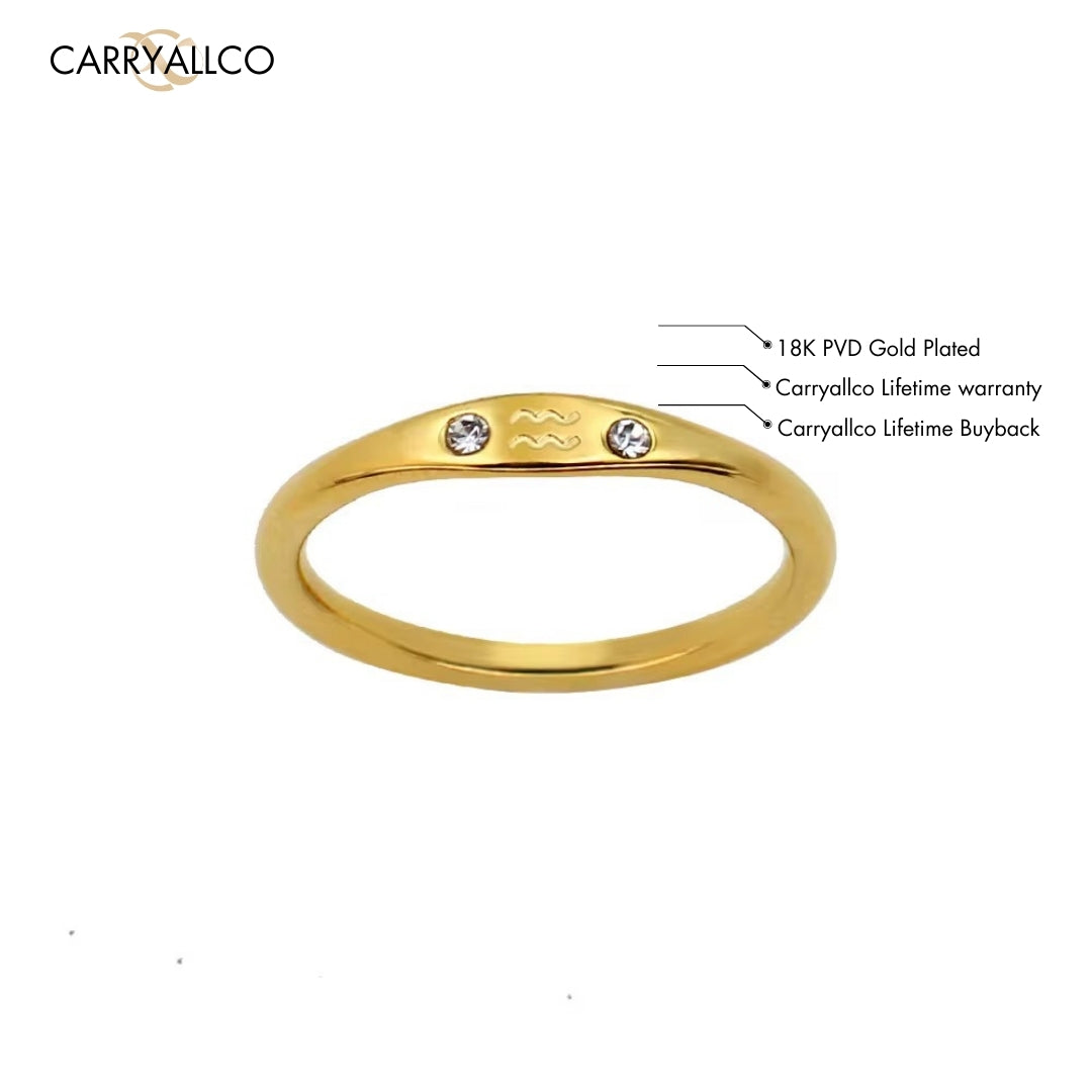 18K Gold Plated Zodiac Brilliant Cut Stone Ring