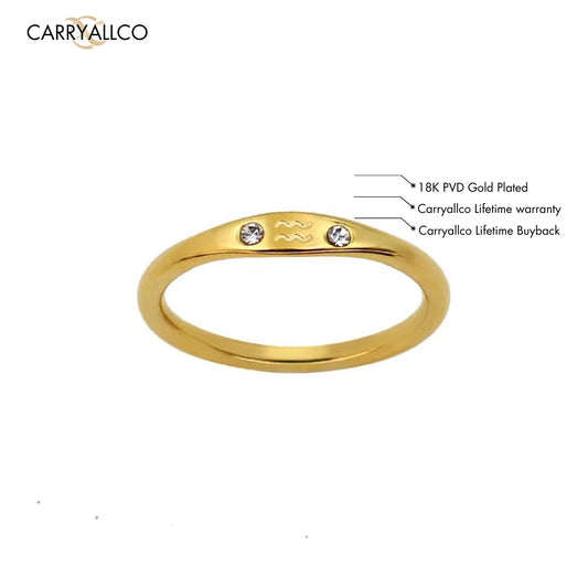 18K Gold Plated Zodiac Brilliant Cut Stone Ring