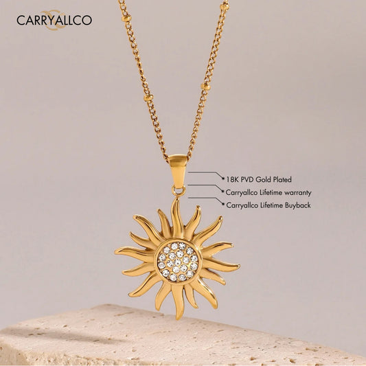 Carryallco 18K Gold Plated Sparkling Sunstone Pendant Necklace – Demi-Fine