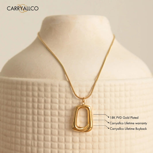 18K Gold Plated Hollow Square Pendant Necklace