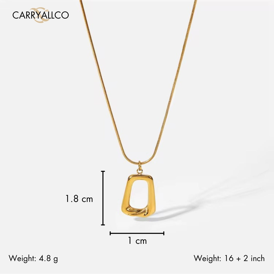 18K Gold Plated Hollow Square Pendant Necklace