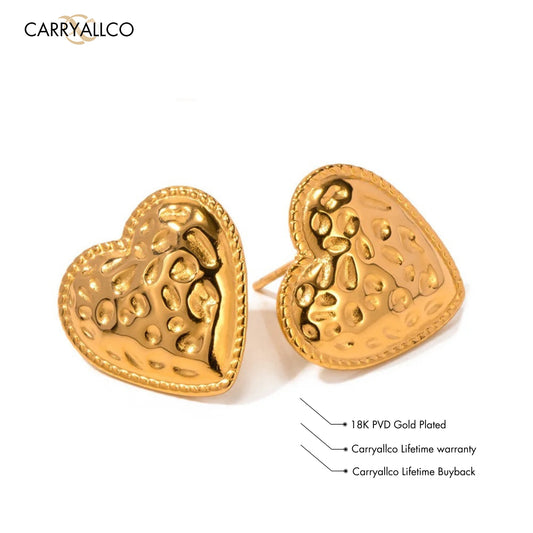 Carryallco Textured Heart Luxe Earrings