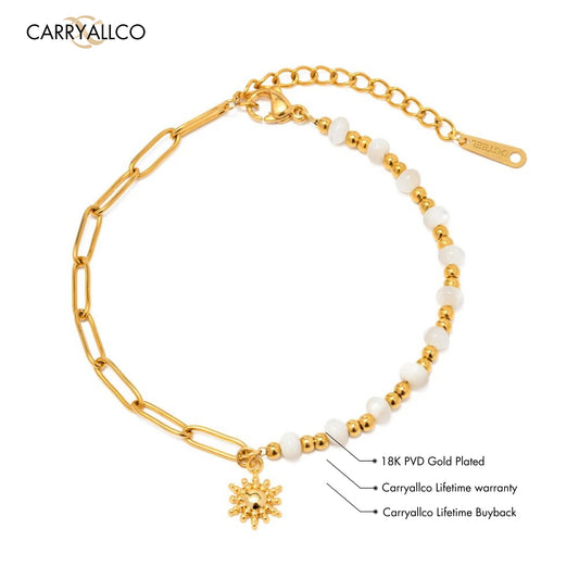 Carryallco Sun Charm Beads Linked Chain Bracelet