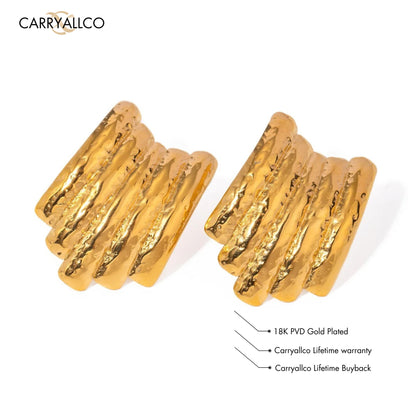 Carryallco 18K Gold Plated Hammered Texture Earring