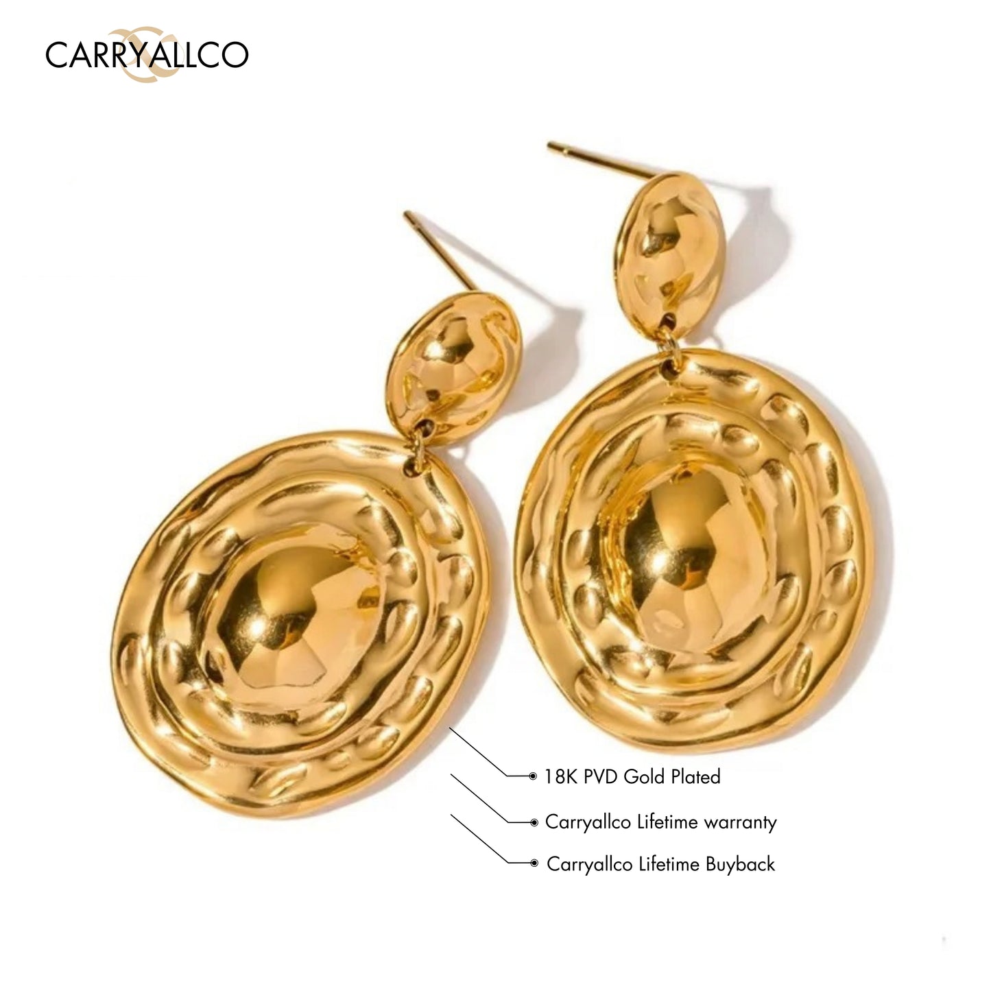 Carryallco Artisan Hammered Drop Earrings