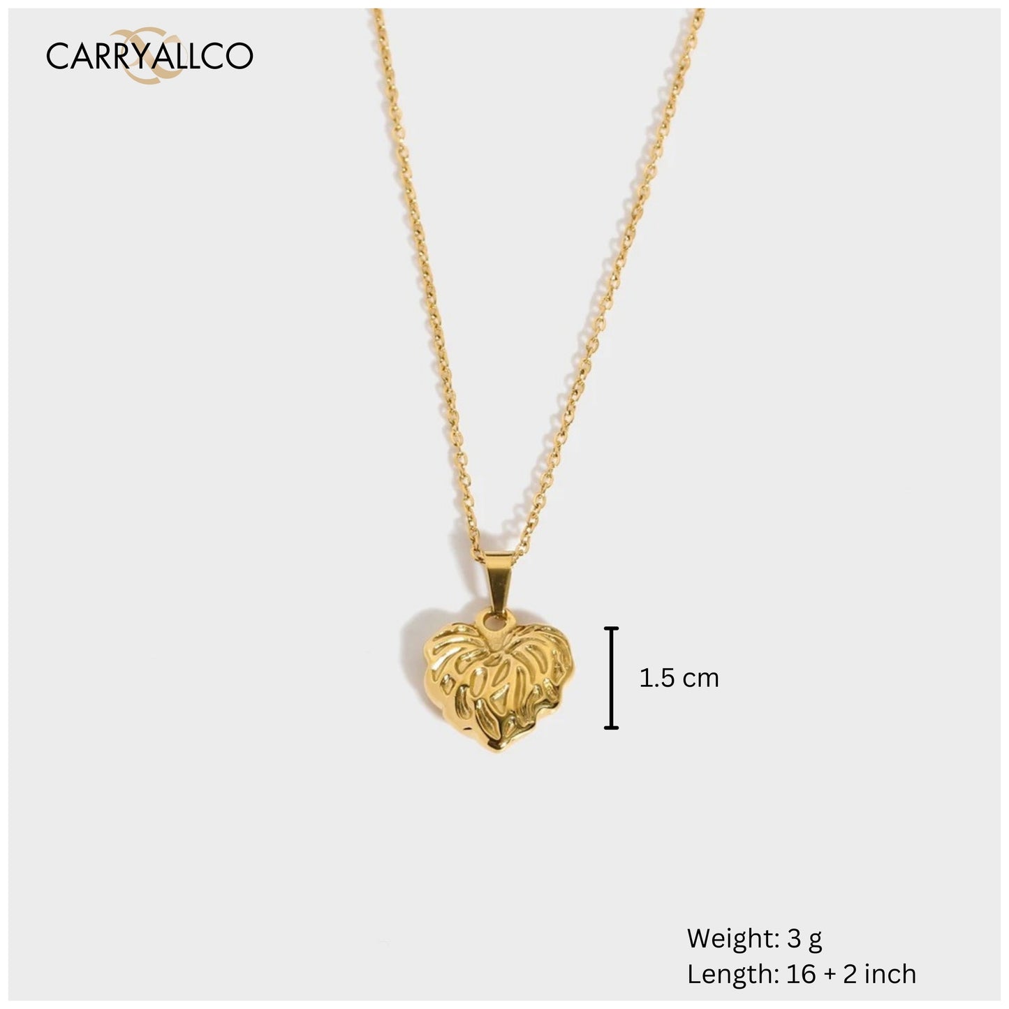 Irregular Stripe Heart Pendant Necklace – 18K Gold Plated, Demi-Fine