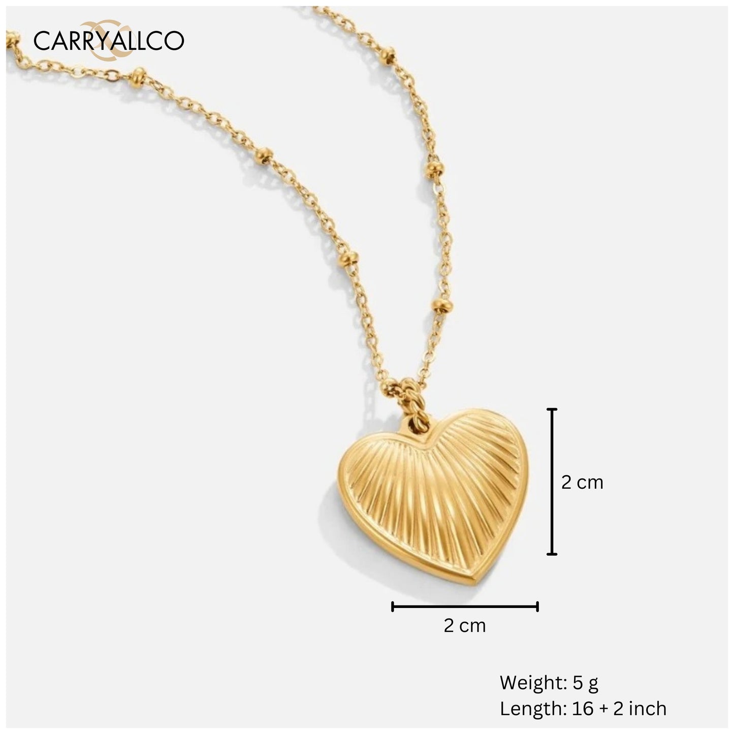 Carryallco Striped Peach Heart Pendant