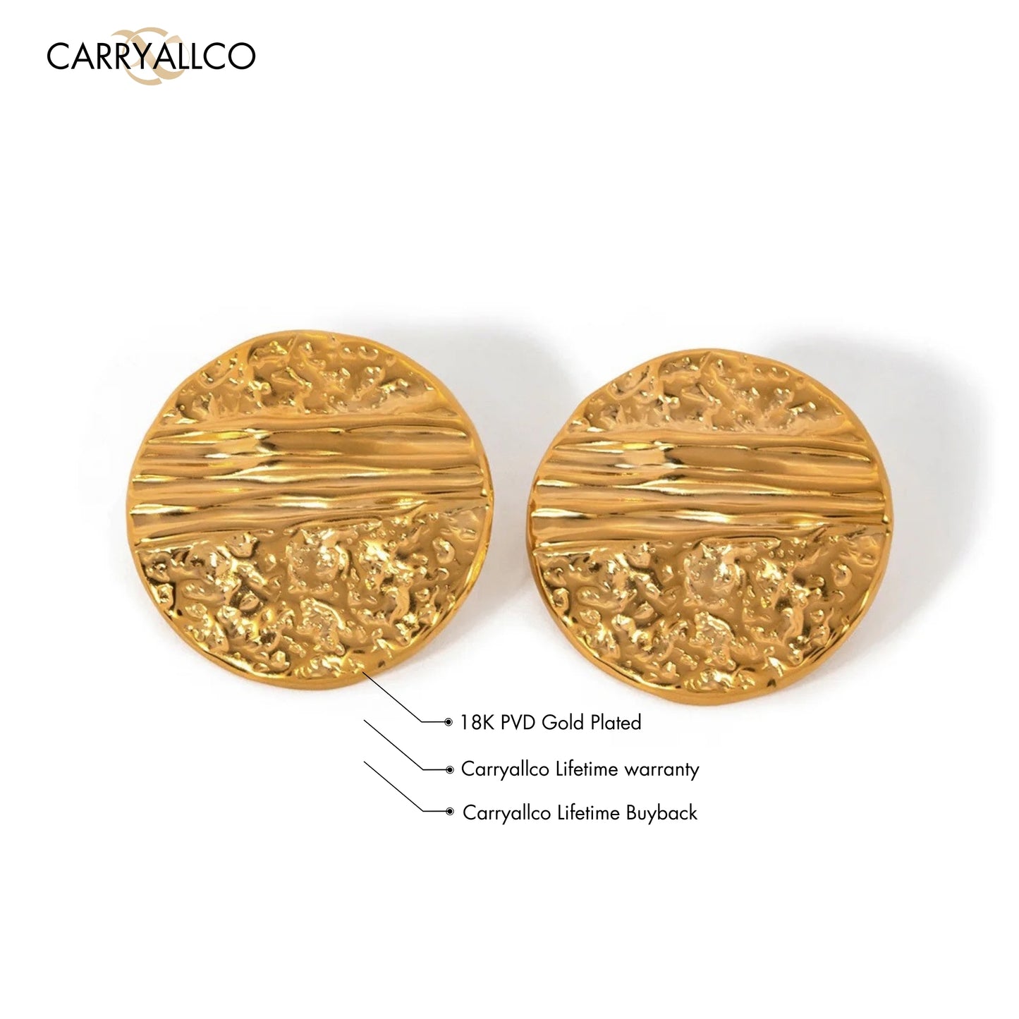 Carryallco Modernist Hammered Stud Earrings