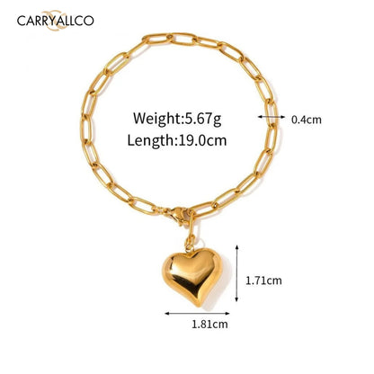 Carryallco Clip Chain Hollow Heart Pendant Bracelet