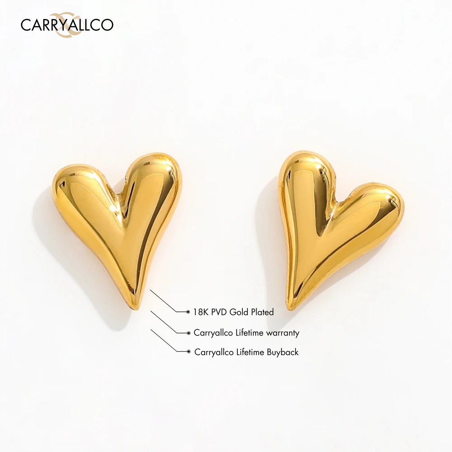 Carryallco Opulent Heart Gold Studs