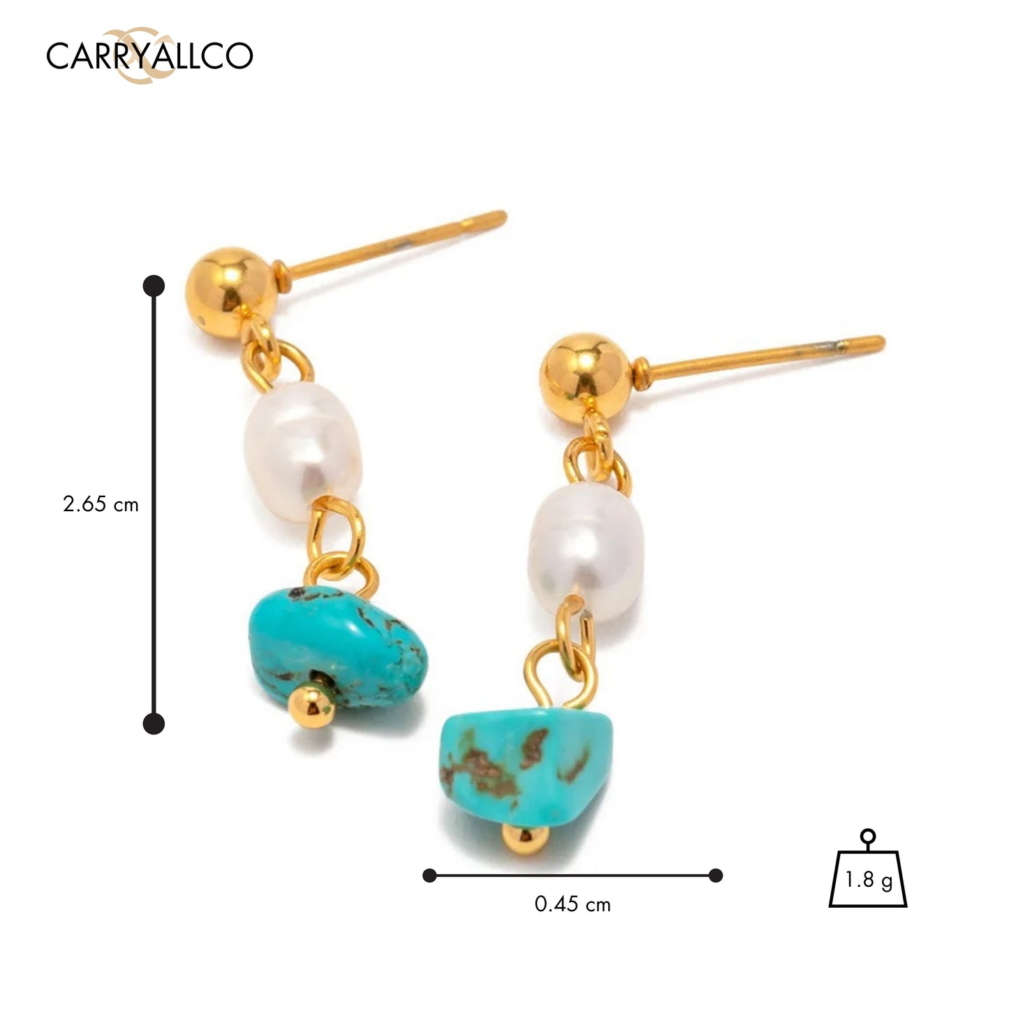 Carryallco Natural Stone Turquoise Freshwater Pearl Drop Earring