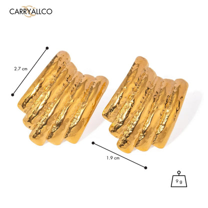 Carryallco 18K Gold Plated Hammered Texture Earring