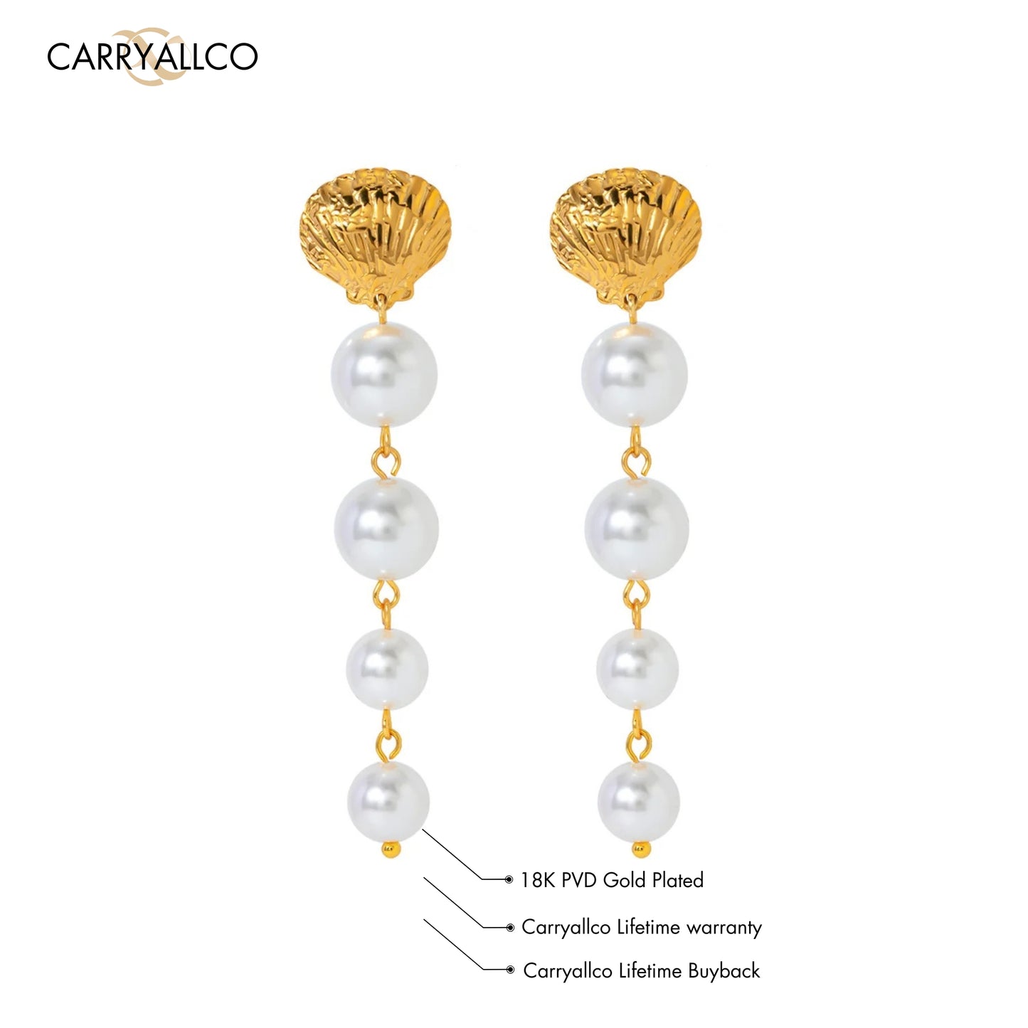 Carryallco Ethereal Shell Pearl Earrings