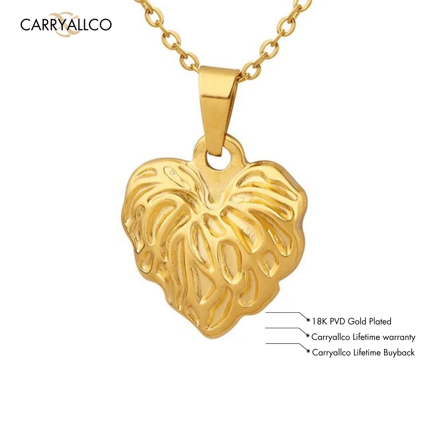 Irregular Stripe Heart Pendant Necklace – 18K Gold Plated, Demi-Fine