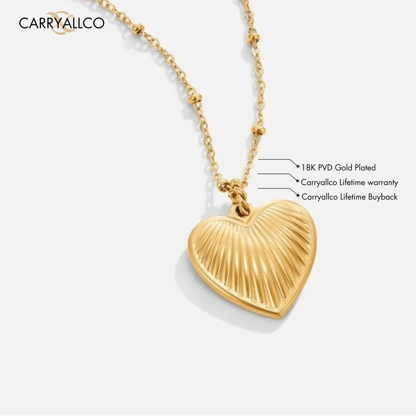 Carryallco Striped Peach Heart Pendant