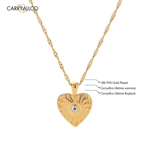 Carryallco 18K Gold Plated White Brilliant Cut Stone Heart Pendant Necklace – Demi-Fine