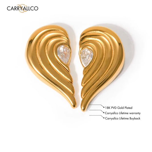 Carryallco Joyas De Acero Half Heart Earring