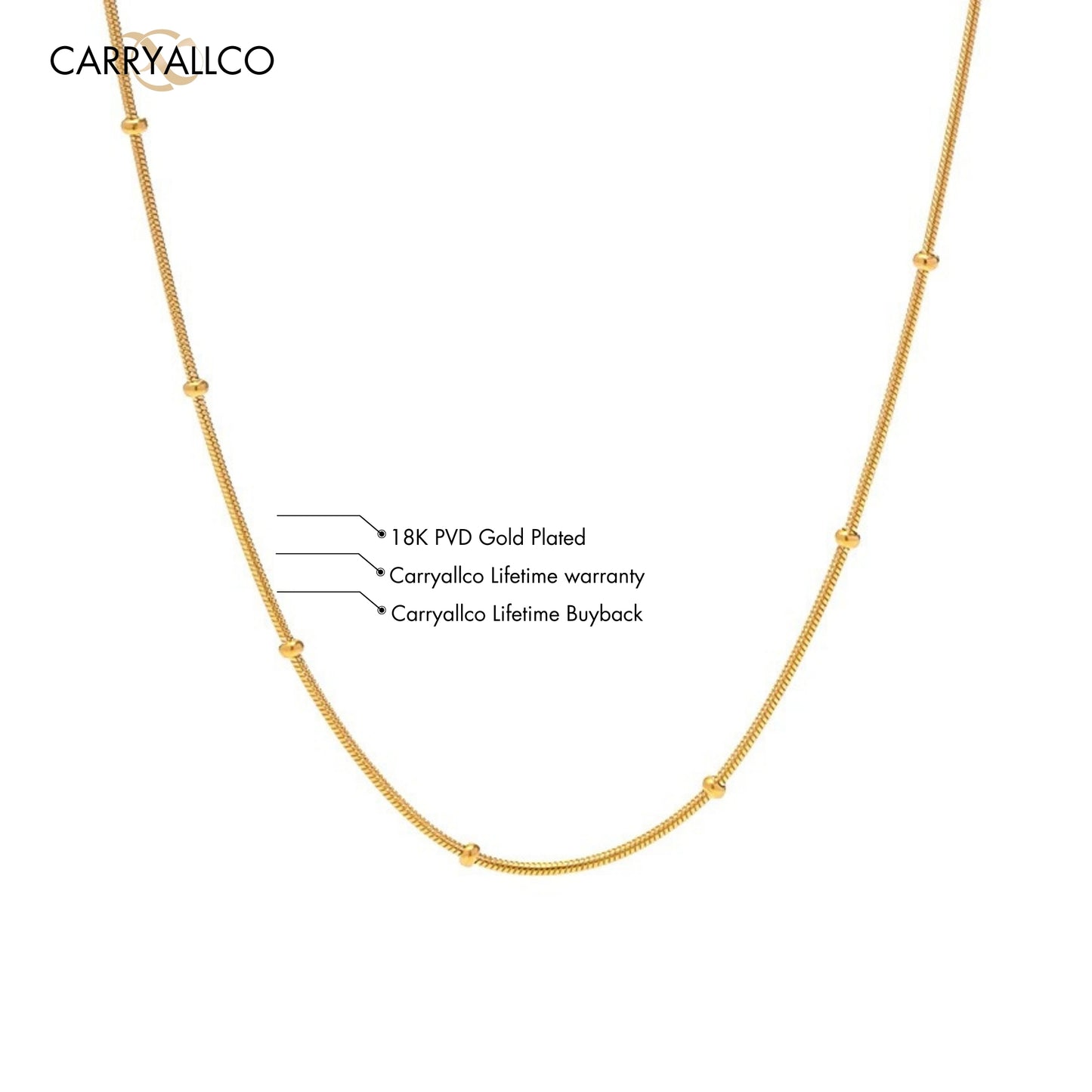 Carryallco Delicate Sphere Accent Snake Chain