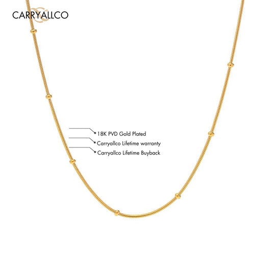 Carryallco 18K Gold Plated Delicate Sphere Accent Snake Chain – Demi-Fine