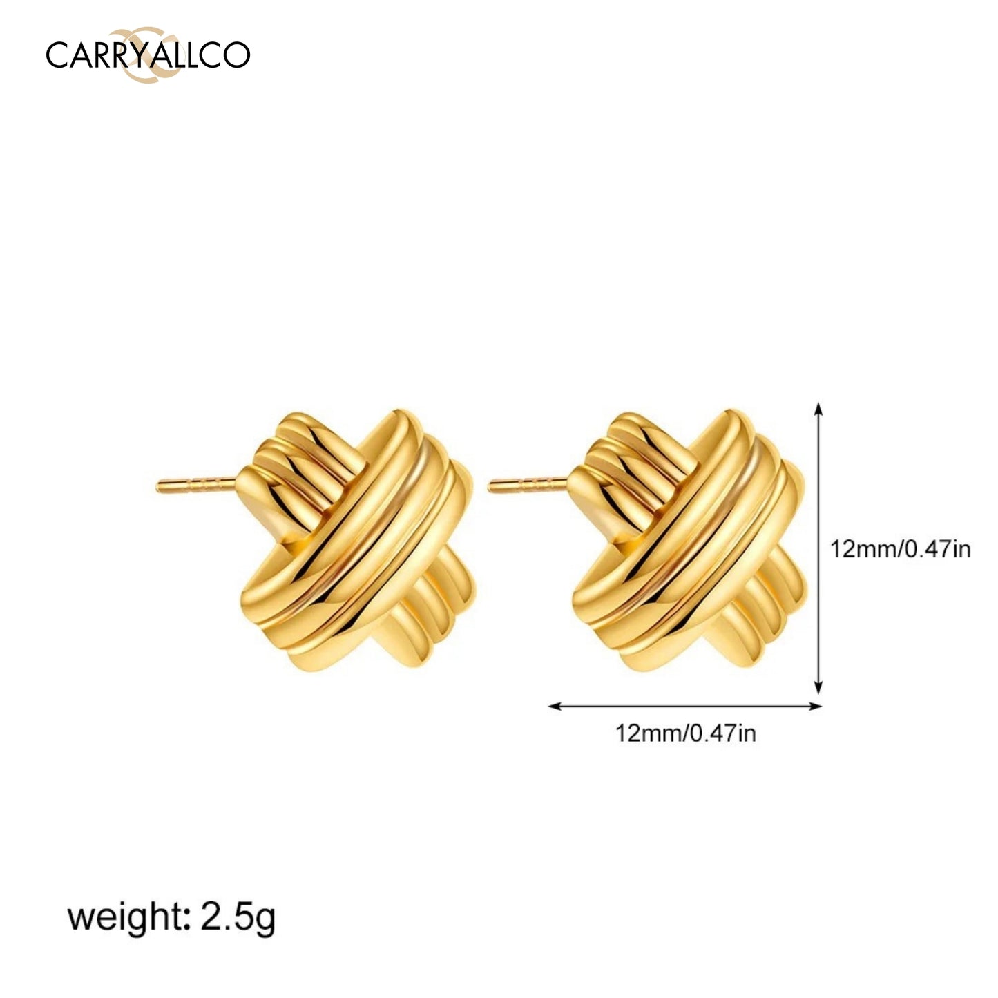 Carryallco 18K Gold Plated Cross X Earrings