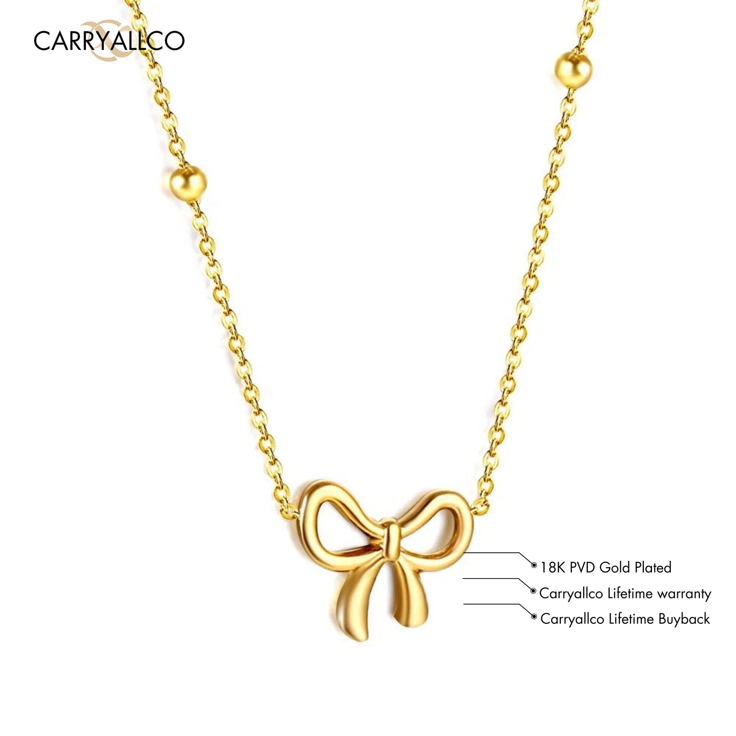 Carryallco 18K Gold Plated Charming Bowknot Necklace – Demi-Fine