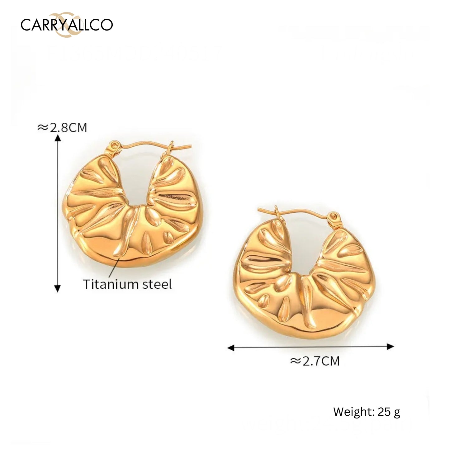 Carryallco Ethereal Hammered Leaf Hoops