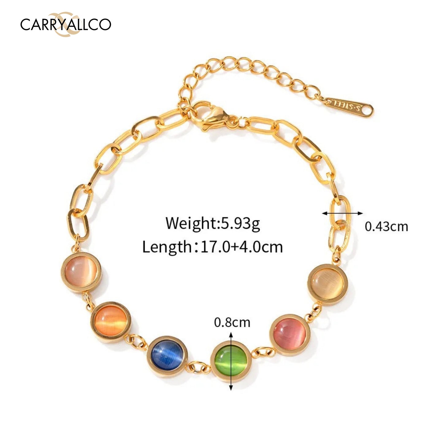 Carryallco Natural Stone Chain Bracelet