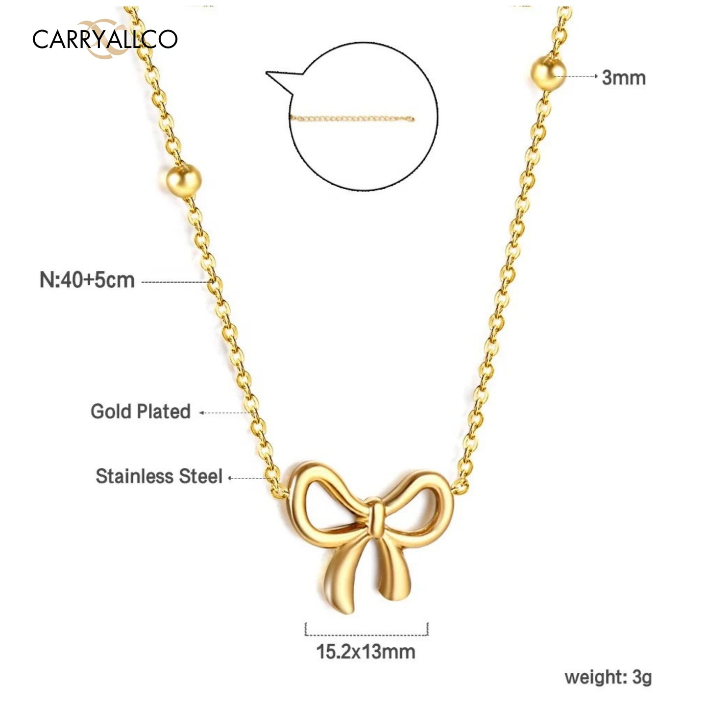 Carryallco 18K Gold Plated Charming Bowknot Necklace – Demi-Fine