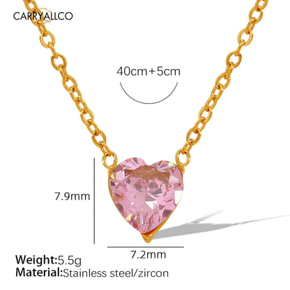 Carryallco 18K Gold-Plated Demi-fine Heart Crystal Necklace & Earring Set