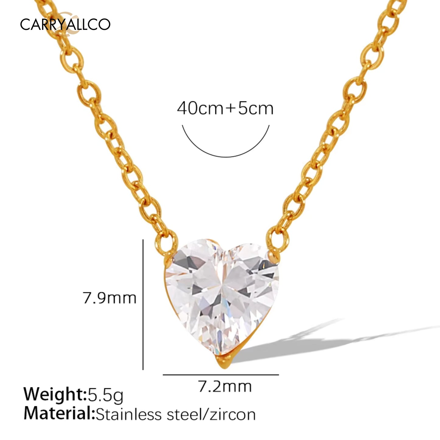 Carryallco 18K Gold-Plated Demi-fine Heart Crystal Necklace & Earring Set