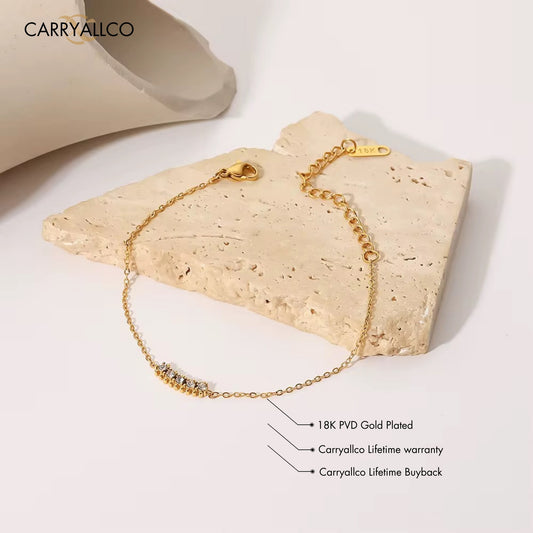 Carryallco 18K Gold Plated Demi-fine Minimalist CZ Charm Bracelet