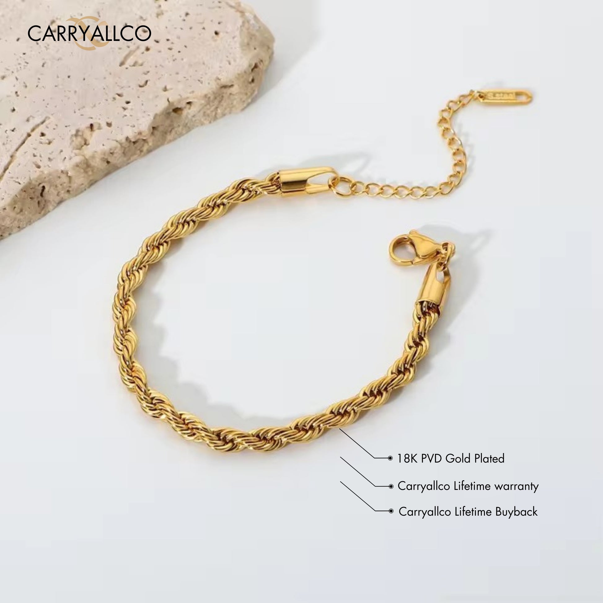 Carryallco 18K Gold Plated Demi-fine Rope Twist Necklace