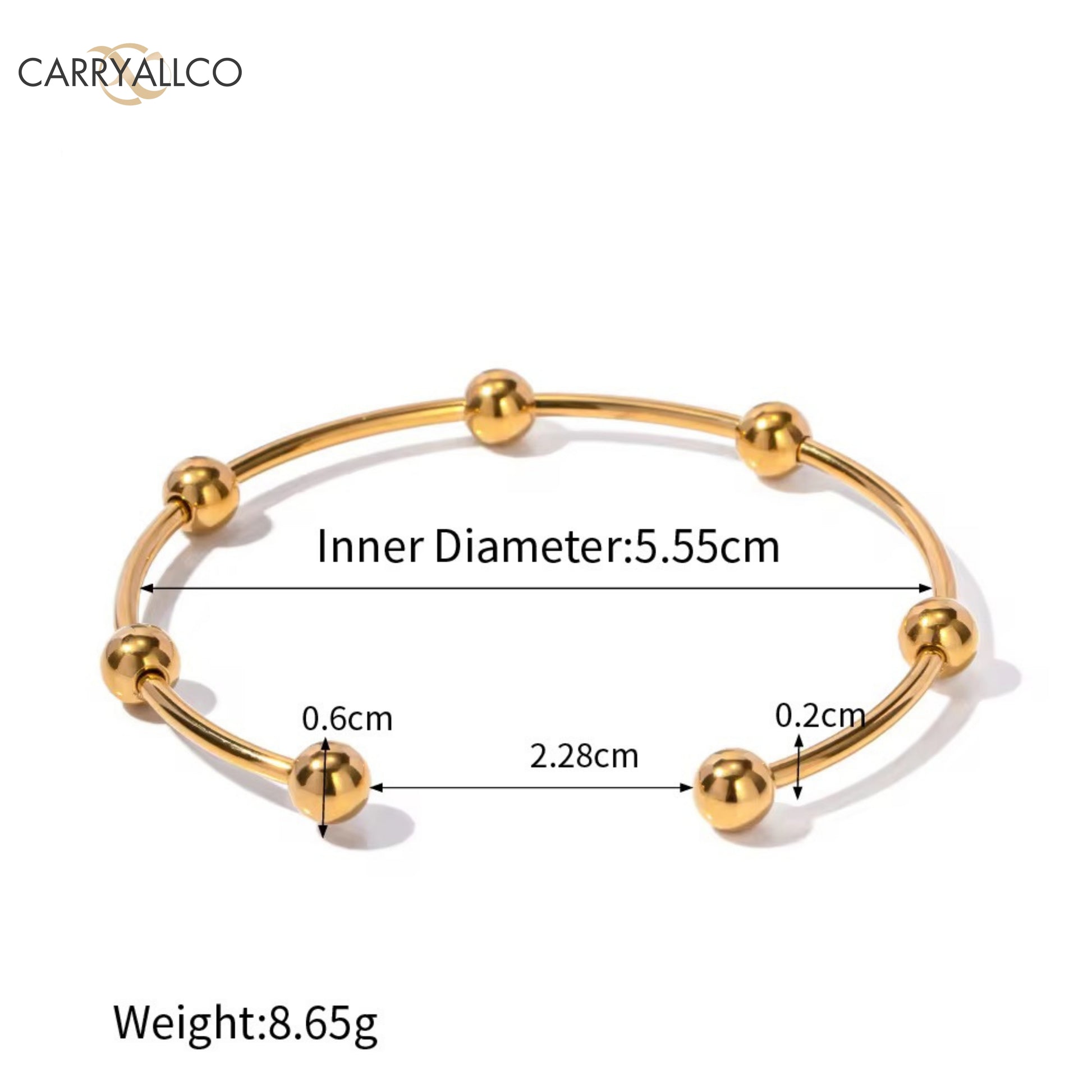 Carryallco 18K Gold Plated Demi-fine Round Ball Open Bangle