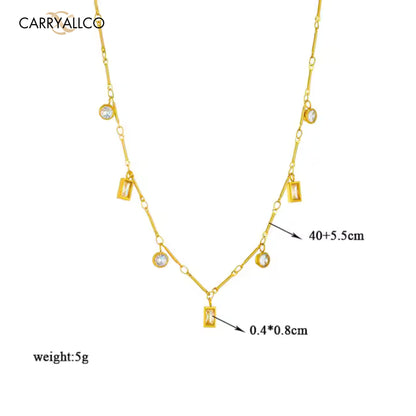 Carryallco 18K Gold Demi fine Square Zircon Charm Necklace