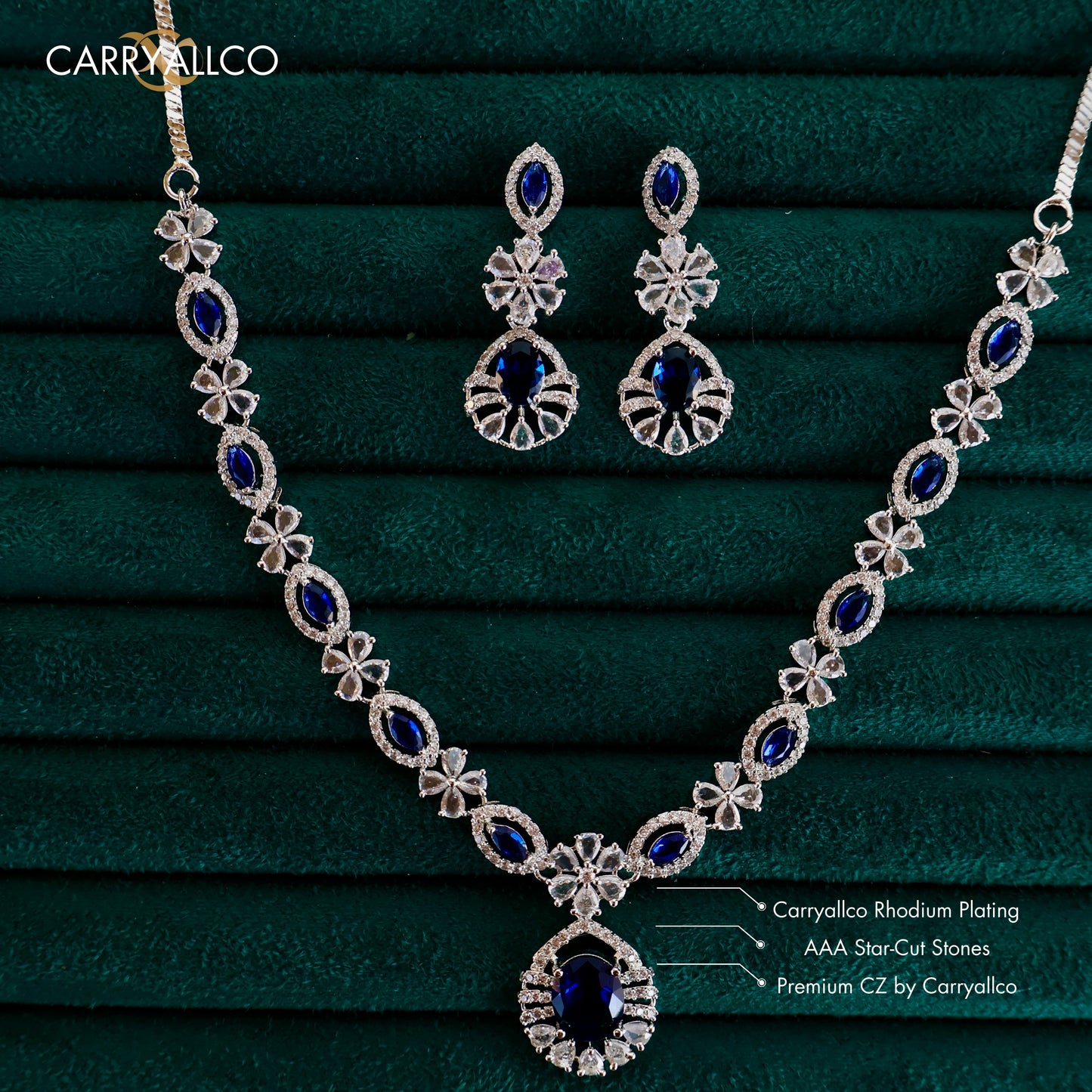 Carryallco Blue Radiance Diamond Necklace Set