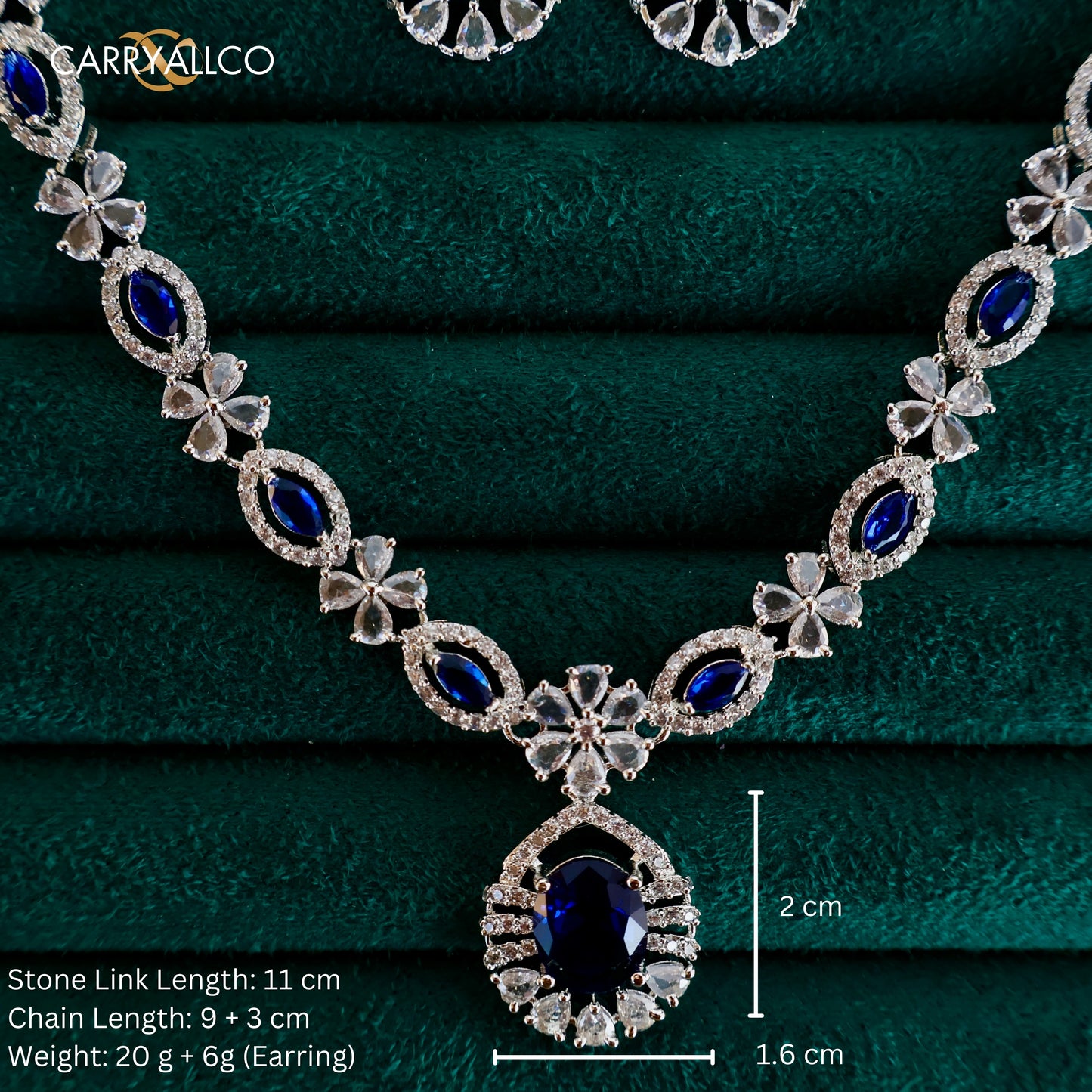 Carryallco Blue Radiance Diamond Necklace Set