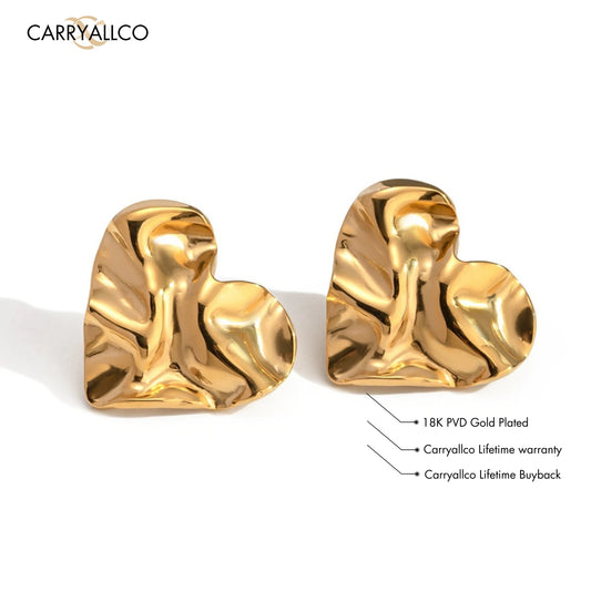 Carryallco Bold Heart Hammered Earrings