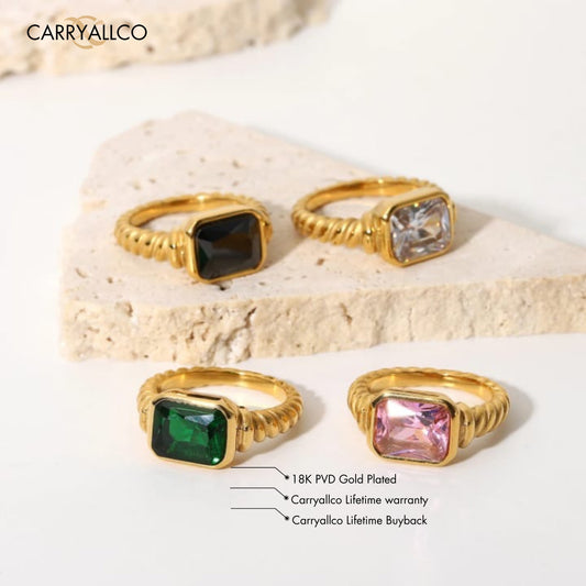 Carryallco 18K Gold Plated Demi-fine Elegant Twist Zircon Ring