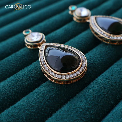 Carryallco Emerald Kundan Earrings