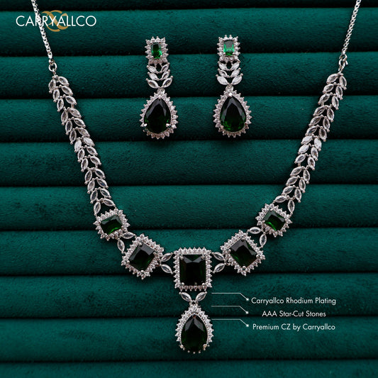 Carryallco Emerald Petal Cascade Necklace Set