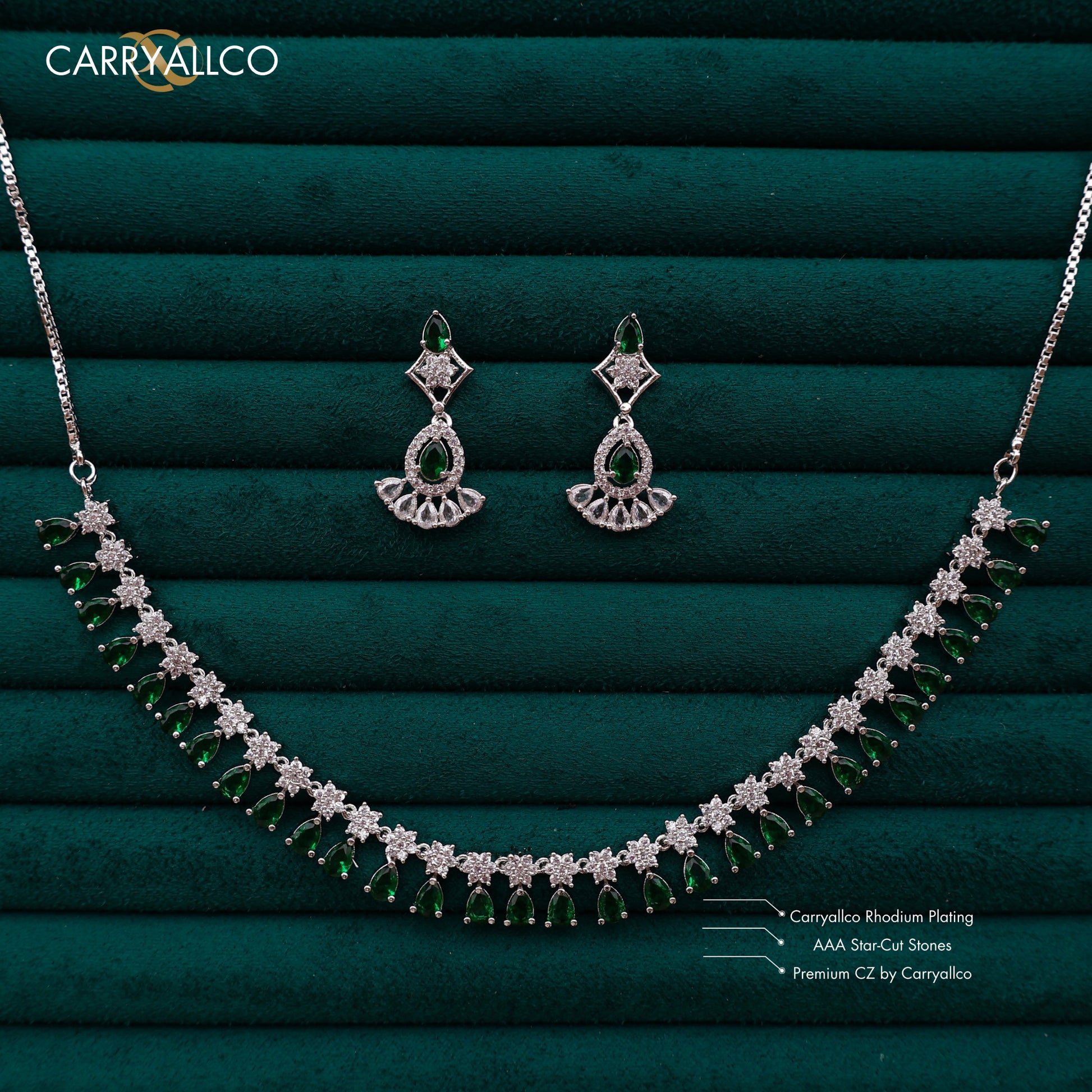 Carryallco Emerald Radiance Diamond Necklace Set