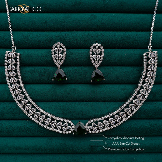 Carryallco Emerald Triangle Cascade Necklace Set