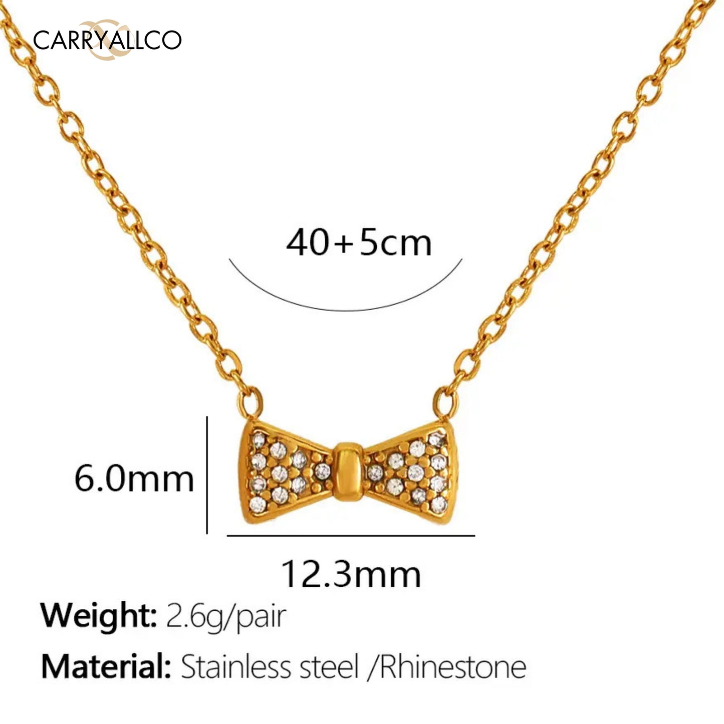 Geometric Bow Brilliant Cut Stone Pendant Necklace